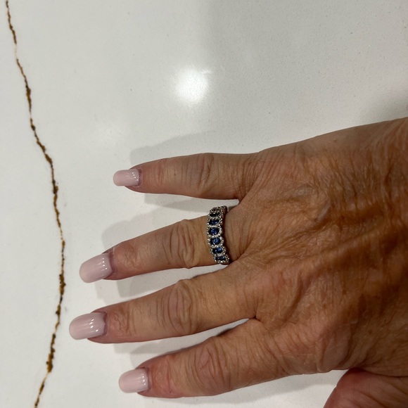 Sterling silver with blue topaz and CZ stones. - Picture 4 of 5